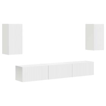ARDEBO.de - TV-Schrankset Wandmontiert 3 pcs Weiß Holzwerkstoff