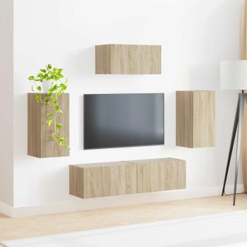 TV-Schrankset Wandmontiert 3 pcs Sonoma-Eiche Holzwerkstoff