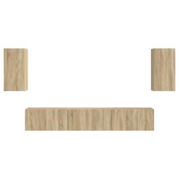 TV-Schrankset Wandmontiert 3 pcs Sonoma-Eiche Holzwerkstoff