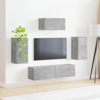 TV-Schrankset 5 stk. Betongrau Holzwerkstoff