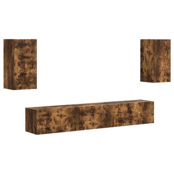 ARDEBO.de - TV-Schrankset 3 pcs Geräucherte Eiche Holzwerkstoff