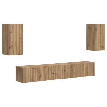 TV-Schrankset Wandmontiert 3 pcs Artisan-Eiche Holzwerkstoff