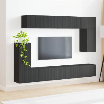 TV-Schrankset Wandmontiert 5 pcs Schwarz Holzwerkstoff