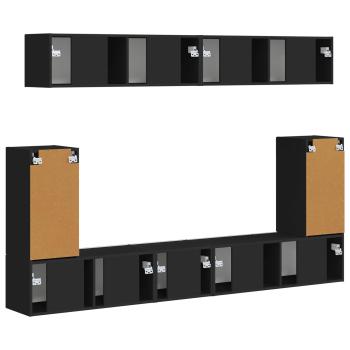 TV-Schrankset Wandmontiert 5 pcs Schwarz Holzwerkstoff