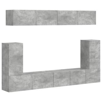 TV-Schrankset Wandmontiert 5 pcs Beton Grau Holzwerkstoff