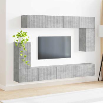 TV-Schrankset Wandmontiert 5 pcs Beton Grau Holzwerkstoff