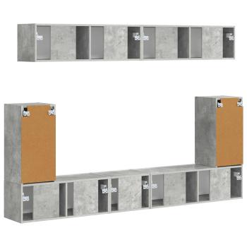 TV-Schrankset Wandmontiert 5 pcs Beton Grau Holzwerkstoff