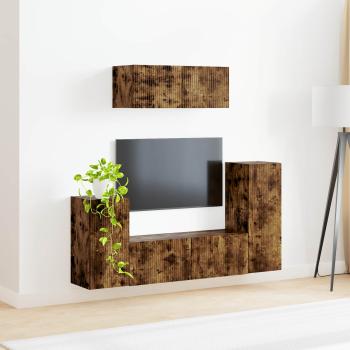 TV-Schrankset 4 stk. Räuchereiche Holzwerkstoff