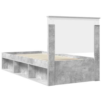 Bettrahmen mit Kopfteil Beton 90 x 200 cm Massives Kiefernholz