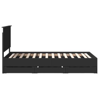 Bettrahmen mit Schubladen Schwarz 100 x 200 cm Ingenieurs Holz