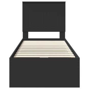 Bettrahmen mit Schubladen Schwarz 75 x 190 cm Ingenieurs Holz