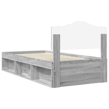 ARDEBO.de - Bettrahmen Graues Sonoma 100 x 200 cm Massives Kiefernholz