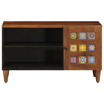TV-Schränk mit Tür Walnuss 80 x 33 x 46 cm Massivholz Mango