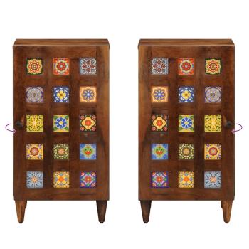 Sideboard mit Tür Walnuss 40 x 33,5 x 75 cm Massivholz Mango