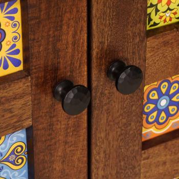 Highboard mit Tür Walnuss 60 x 33,5 x 100 cm Massivholz Mango