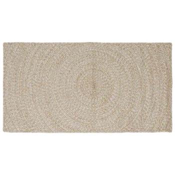 ARDEBO.de - Teppich Natürlich und Weiß 80 x 150 cm Jute
