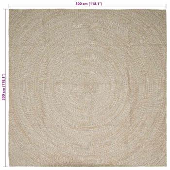 Teppich Natürlich und Weiß 300 x 300 cm Jute