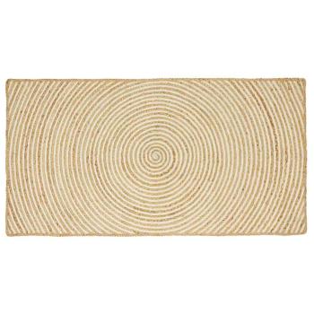 ARDEBO.de - Teppich Natürlich und Weiß 100 x 200 cm Jute