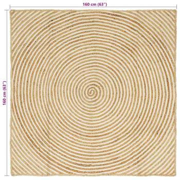 Teppich Natürlich und Weiß 160 x 160 cm Jute