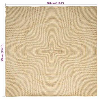 Teppich Natürlich und Weiß 300 x 300 cm Jute