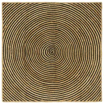 ARDEBO.de - Teppich Natürlich und Schwarz 120 x 120 cm Jute