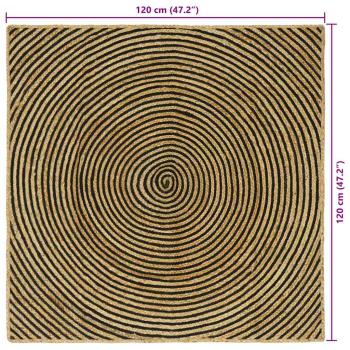 Teppich Natürlich und Schwarz 120 x 120 cm Jute