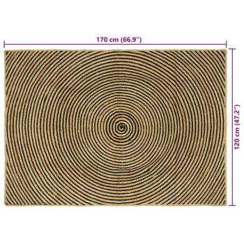 Teppich Natürlich und Schwarz 120 x 170 cm Jute