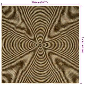 ARDEBO.de - Teppich Natürlich und Schwarz 200 x 200 cm Jute