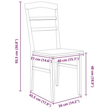 Esszimmerstuhl 2 pcs Weiß Massives Gummiholz