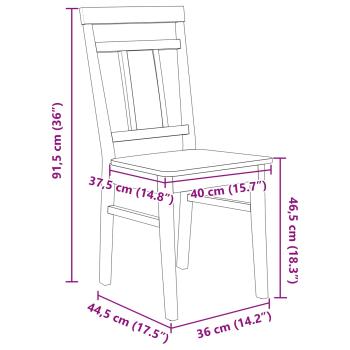 Esszimmerstuhl 2 pcs Weiß und Natur Massives Gummiholz