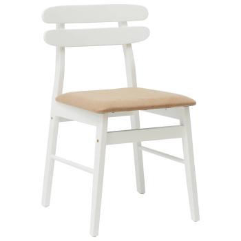 Esszimmerstuhl 2 pcs Weiß und Braun Massives Gummiholz