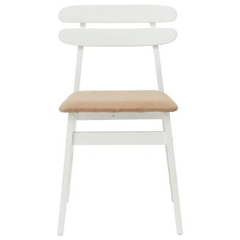 Esszimmerstuhl 2 pcs Weiß und Braun Massives Gummiholz