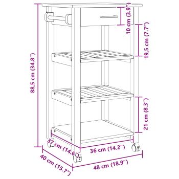 Küchentrolley Uni Schwarz 88,5 x 40 x 48 cm