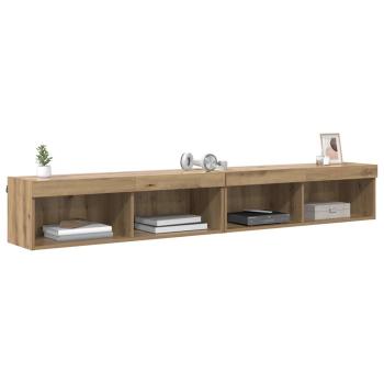 ARDEBO.de - TV-Wandregale Panama 2 pcs Artisan-Eiche 100 x 30 x 30 cm