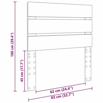 Kopfteil mit Kopfteil Schwarz Eichen-Optik 80 cm Holzwerkstoff