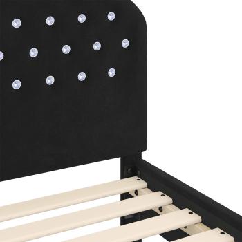 Kinderbettgestell mit Kopfteil Schwarz 90 x 190 cm Samt