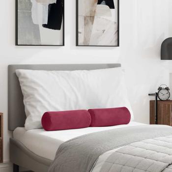 ARDEBO.de - Bolsterkissen 2 Stück Weinrot Ø 15 x 40 cm Cordstoff