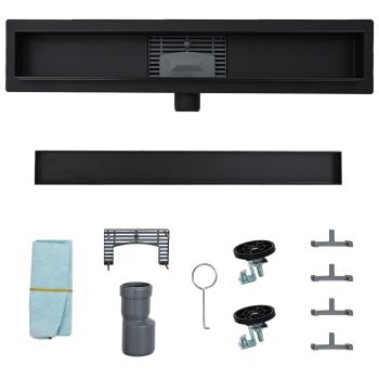 2 in 1 Duschabfluss Schwarz 50 cm Edelstahl 304