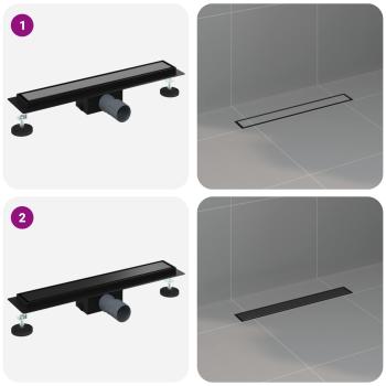 2 in 1 Duschabfluss Schwarz 60 cm Edelstahl 304