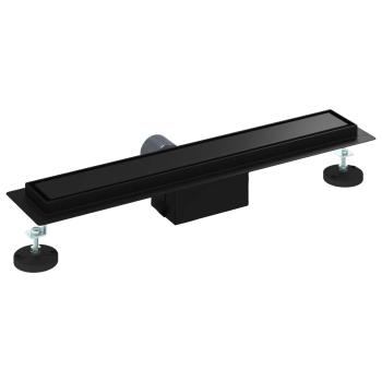 2 in 1 Duschabfluss Schwarz 60 cm Edelstahl 304