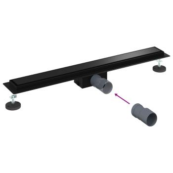 2 in 1 Duschabfluss Schwarz 70 cm Edelstahl 304