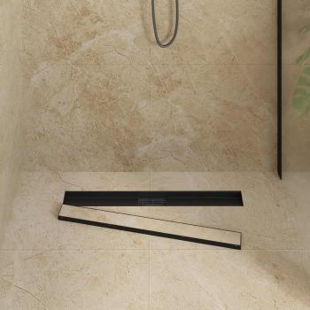 2 in 1 Duschabfluss Schwarz 70 cm Edelstahl 304