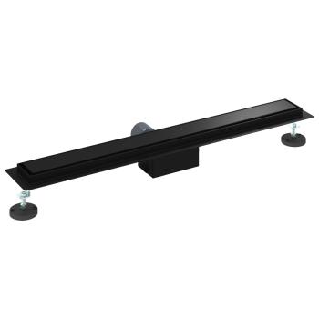 2 in 1 Duschabfluss Schwarz 70 cm Edelstahl 304