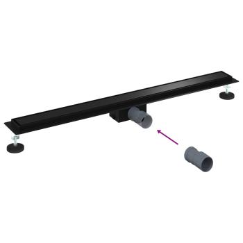 2 in 1 Duschabfluss Schwarz 90 cm Edelstahl 304