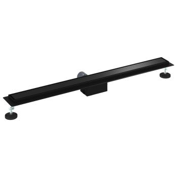 2 in 1 Duschabfluss Schwarz 100 cm Edelstahl 304