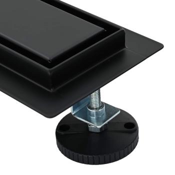 Duschablauf 2-in-1 mit 360° Siphon Schwarz 50 cm Edelstahl 304