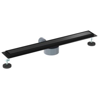 Duschablauf 2-in-1 mit 360° Siphon Schwarz 70 cm Edelstahl 304