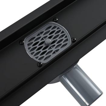 Duschablauf 2-in-1 mit 360° Siphon Schwarz 80 cm Edelstahl 304