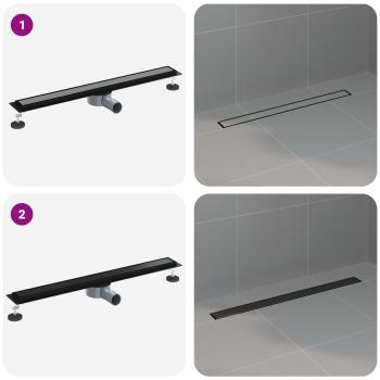 Duschablauf 2-in-1 mit 360° Siphon Schwarz 80 cm Edelstahl 304