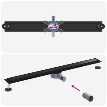 Duschablauf 2-in-1 mit 360° Siphon Schwarz 100 cm Edelstahl 304